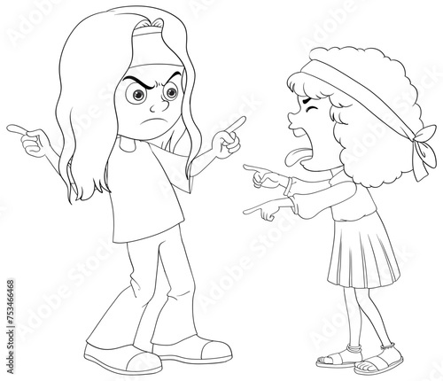 Two animated girls arguing, showing expressions of anger.