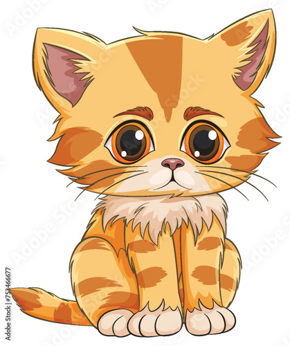 Cute vector illustration of a small orange kitten