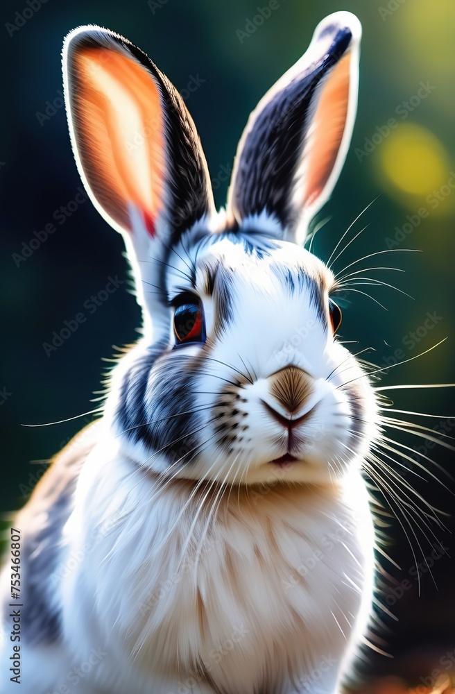 beautiful oil paint picture close-up of a rabbit, fantastic background. 