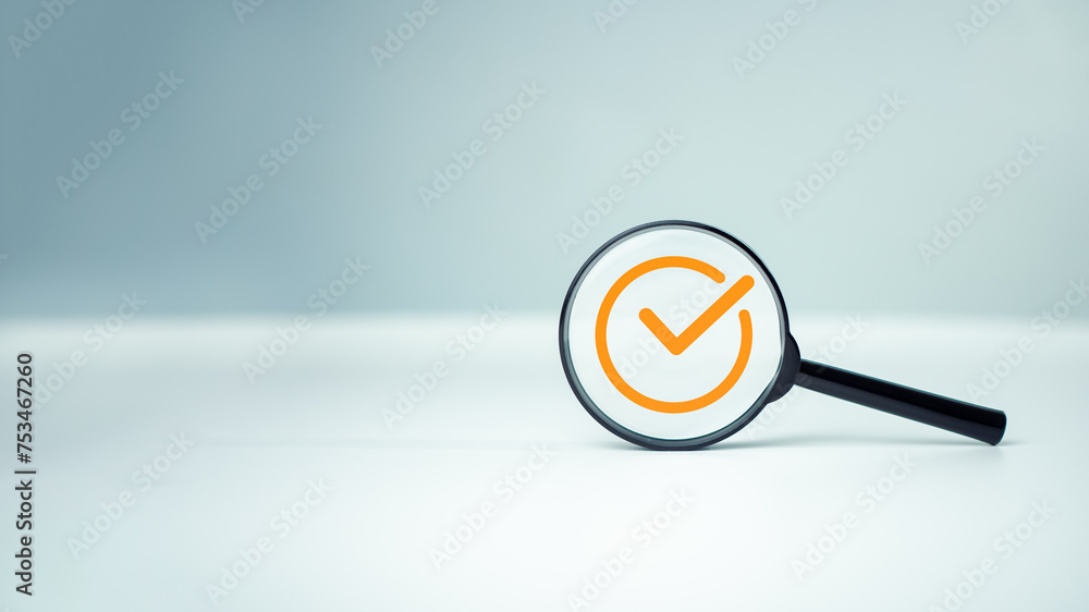 Checkmark to approve, Magnifying glass focus to Approve document icon ...