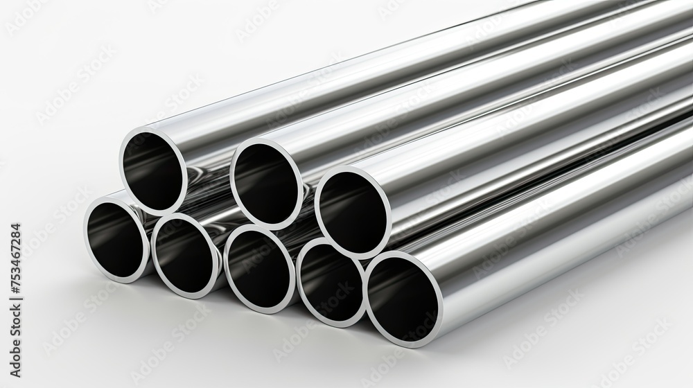 Cross-sectional view of several round steel tubes with metallic luster. Cross-sectional view of several round steel tubes with metallic luster.