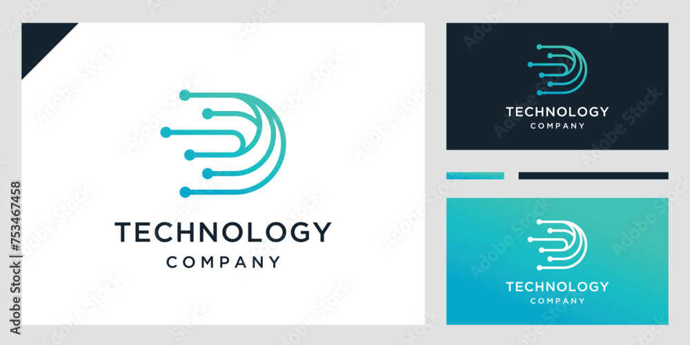 Technology letter D dot logo design vector Technology letter D dot logo design vector