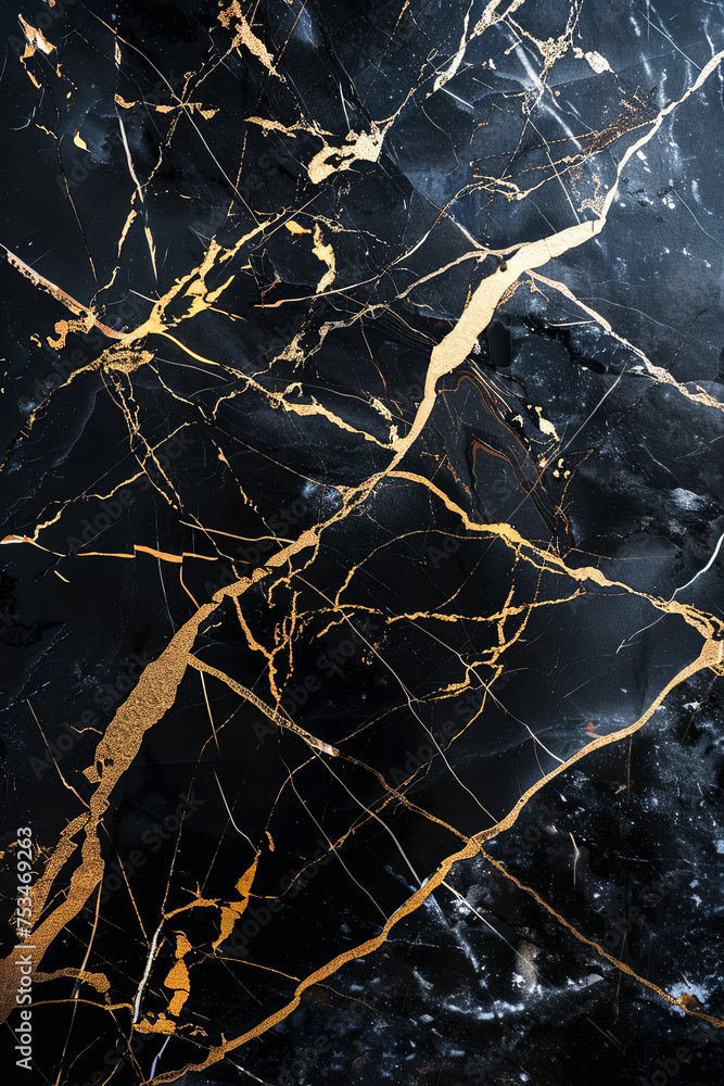 Black marble stone background with golden lines Black marble stone background with golden lines