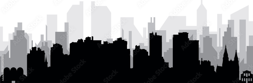 Fototapeta premium Black cityscape skyline panorama with gray misty city buildings background of CURITIBA, BRAZIL