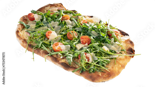 Italian pizza Calabrese, Pinsa Calabrese, isolated on white background