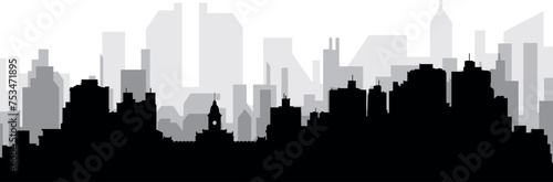 Black cityscape skyline panorama with gray misty city buildings background of BELO HORIZONTE  BRAZIL