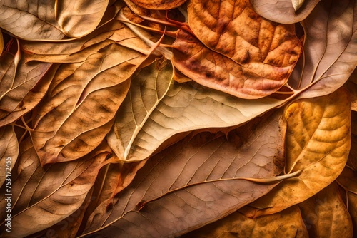 background of dried leaves macro