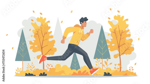 Man running icon, vector illustration, flat style, in yellow tone.