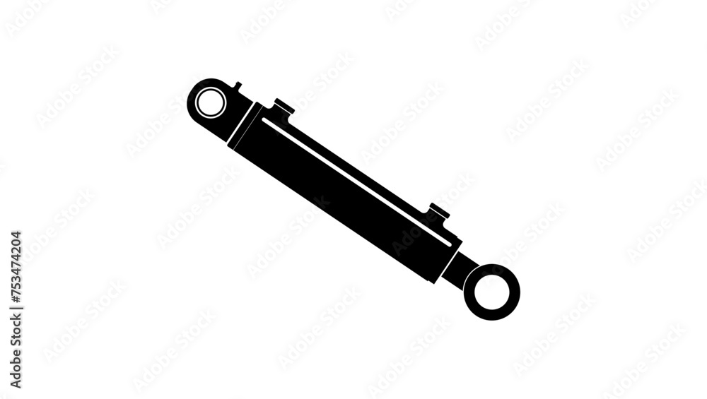 Hydraulic cylinder, black isolated silhouette Hydraulic cylinder, black isolated silhouette