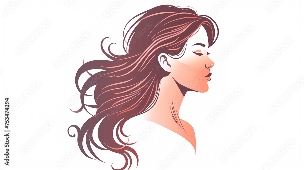 vector illustration with a woman with long hair,ai vector illustration with a woman with long hair,ai