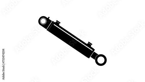 Hydraulic cylinder, black isolated silhouette