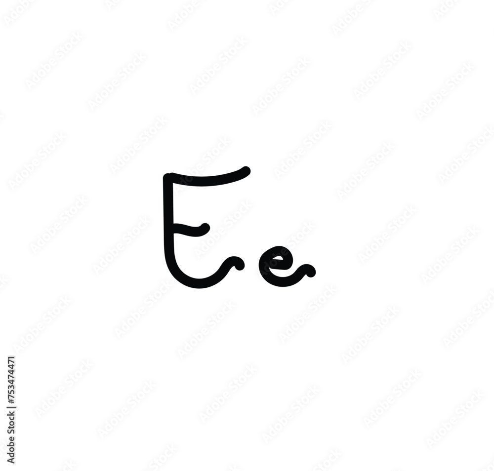 Letter (E) with simple hand drawn. Typography on white background. vector illustration. Letter (E) with simple hand drawn. Typography on white background. vector illustration.