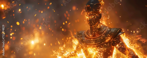 In a sci-fi universe, machine learning deciphers ancient Pharaohs wisdom, using fire to fend off goblins, guided by quasar light