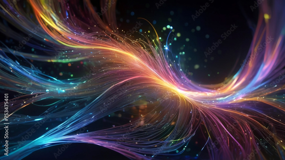 Fototapeta premium Abstract technology background with illuminated fiber optic network connections