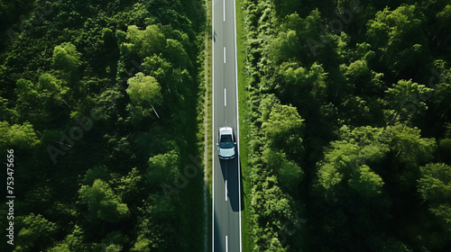Aerial view of car driving on the road © Fauzia