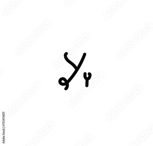 Letter (Y) with simple hand drawn. Typography on white background. vector illustration.
