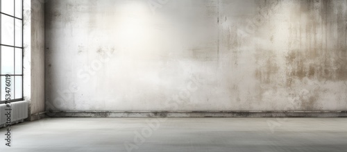 Empty Room Interior with Concrete Walls and White Background