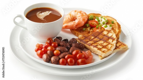 Wallpaper Mural Delicious English breakfast and a cup of coffee on a white background. Torontodigital.ca