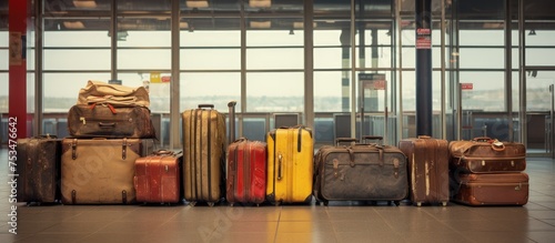 Suitcases in the airport waiting area