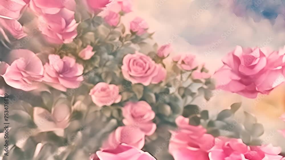 Pink Roses With Green Leaves Generative AI Pink Roses With Green Leaves Generative AI