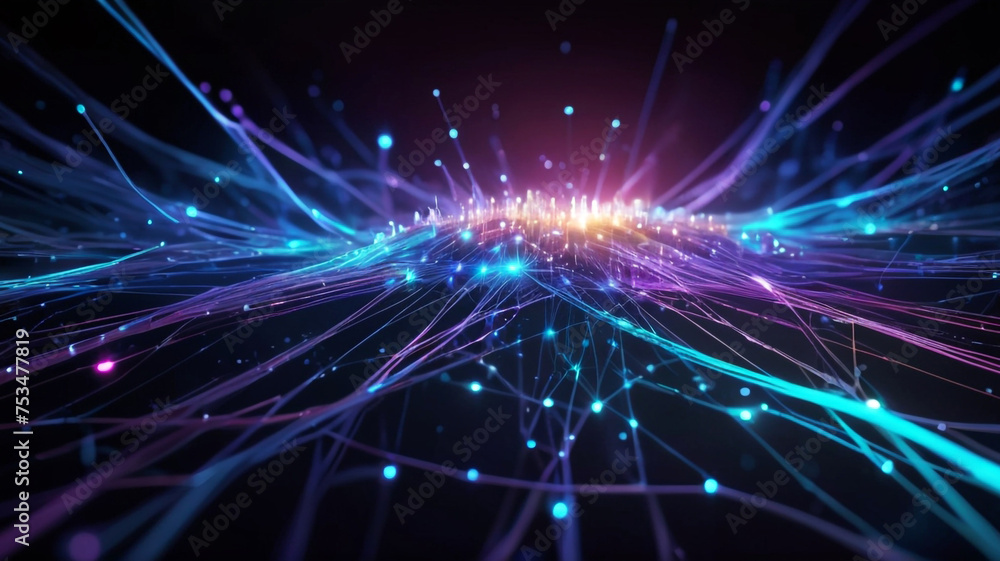 Naklejka premium Abstract technology background with illuminated fiber optic network connections