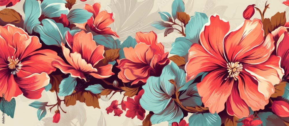 Vintage flower seamless vibrant design