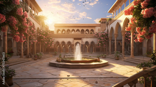 sun-kissed courtyard a 3d masterpiece revealing the building