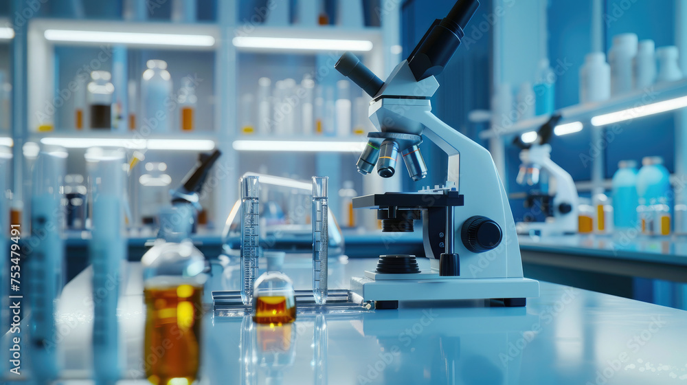 Microscope in the laboratory Microscope in the laboratory