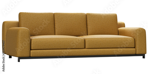 Modern and luxury yellow sofa with pillows isolated on white background. Furniture Collection. 