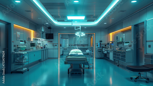 equipment and medical devices in modern operating room.