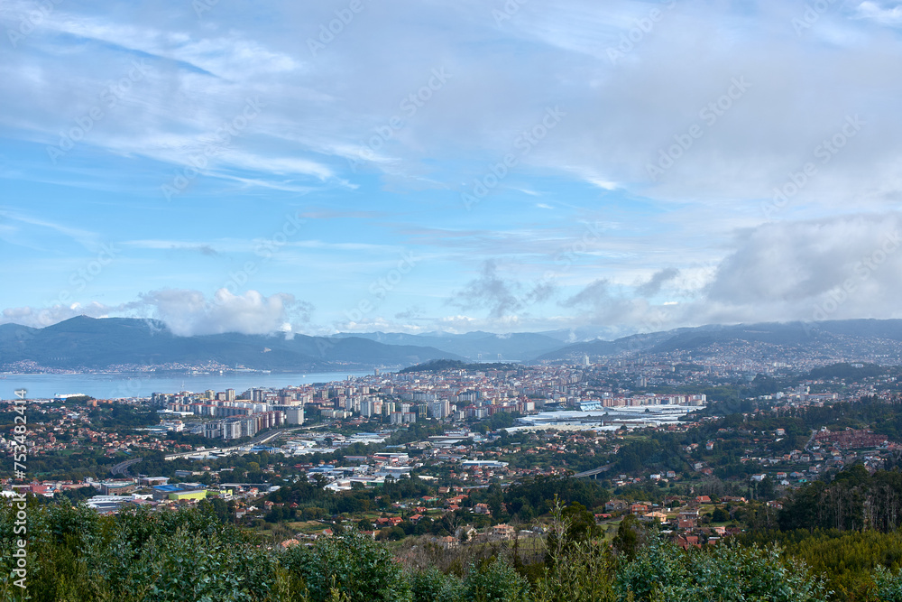 Panoramic view of the city of Vigo, Pontevedra, Spain