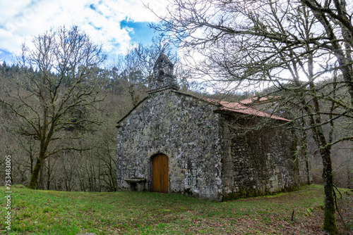 Pego de Parada Chapel from the 16th-18th centuries. Cerdedo, Galicia, Spain.
