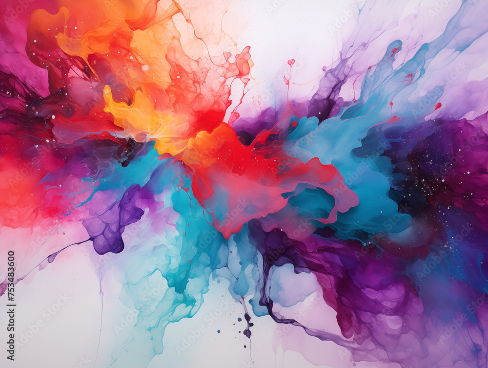 Colorful abstract flowing ink background can be used as poster, wall art, texture, background or wallpaper.