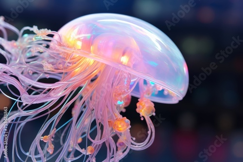 Photo of a squishy aesthetic jellyfish-inspired hairpin, featuring delicate tendrils and iridescent colors, adding a touch of ethereal beauty to any hairstyle.