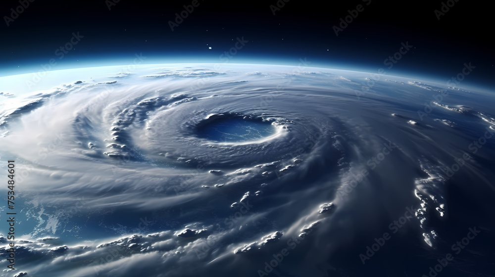 Earth during a hurricane seen from space, a stunning view of nature's fury