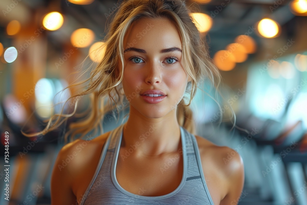 Happy Athlete Engages in Treadmill Workout at the Gym
