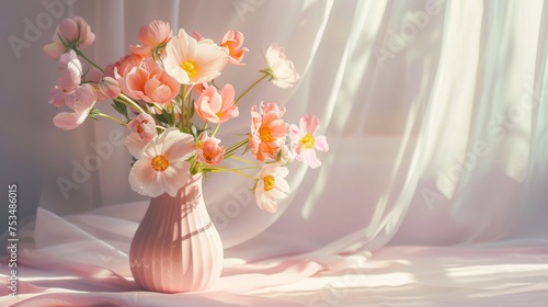 A bouquet of peach-colored ...