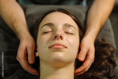 Head massage therapy session for relaxation and stress relief