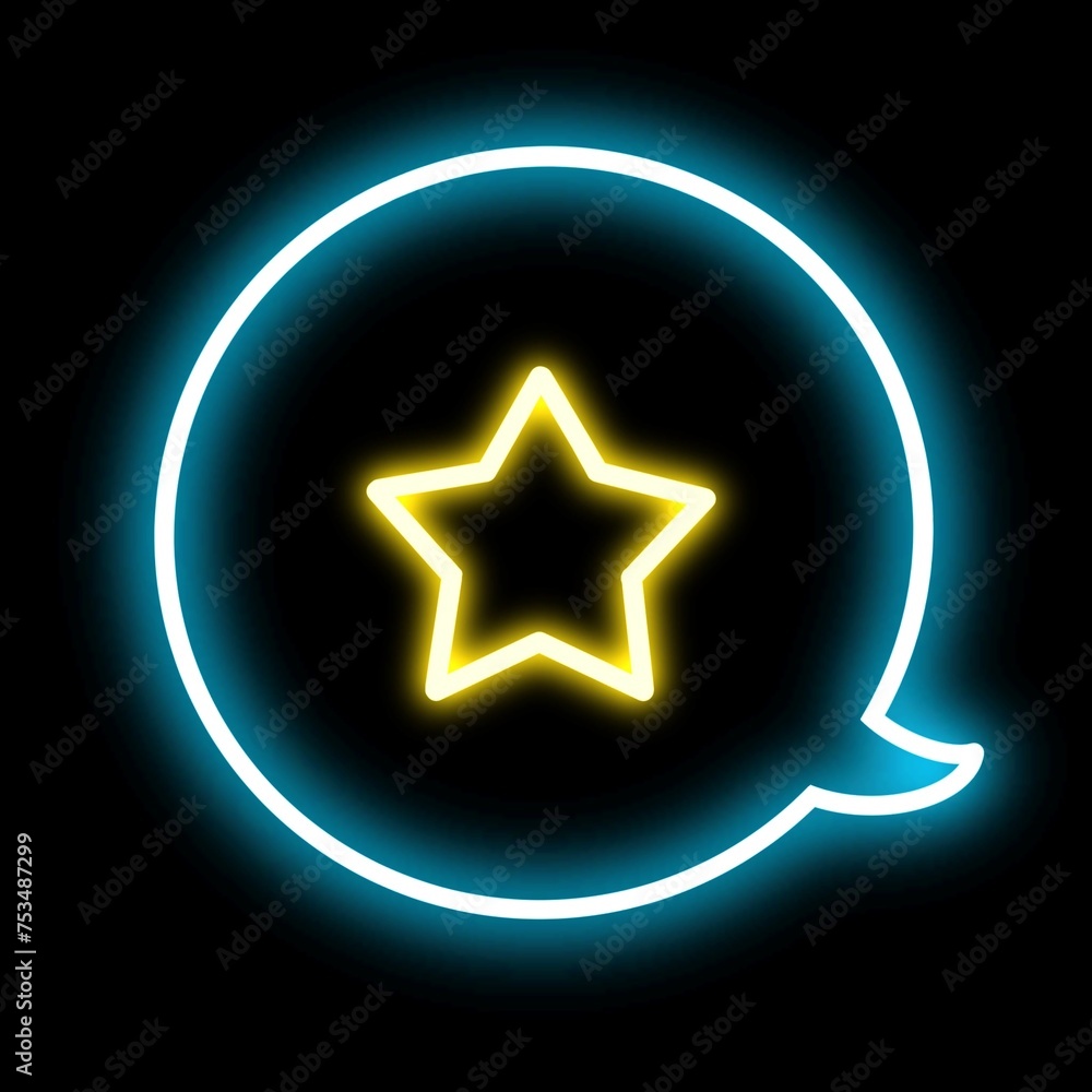 Obraz premium キラキラ星マークのネオンカラーの吹き出しのイラストアイコン