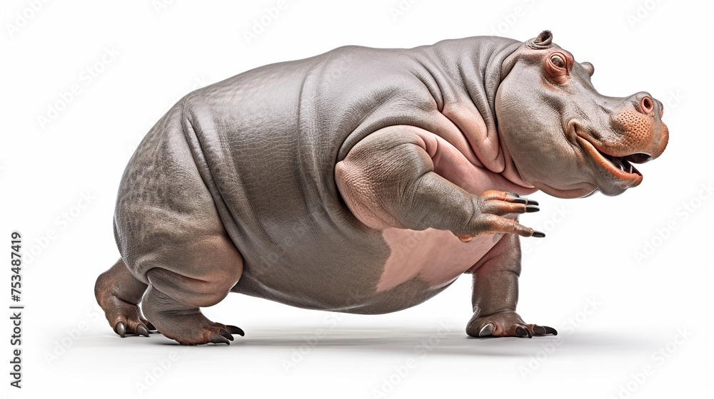 Obraz premium Hippo dancing ballet isolated on white background