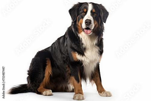 Bernese Mountain Dog, a breed of dog, an adult animal on a white background. © MaskaRad
