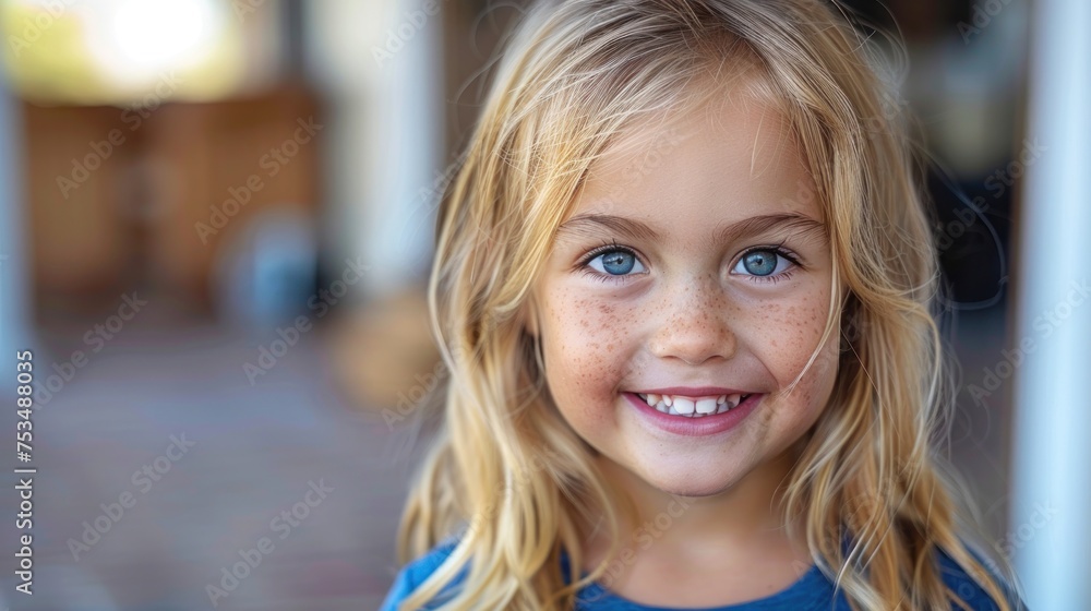 A close up of a child with striking blue eyes A close up of a child with striking blue eyes