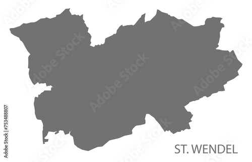St. Wendel German city map grey illustration silhouette shape