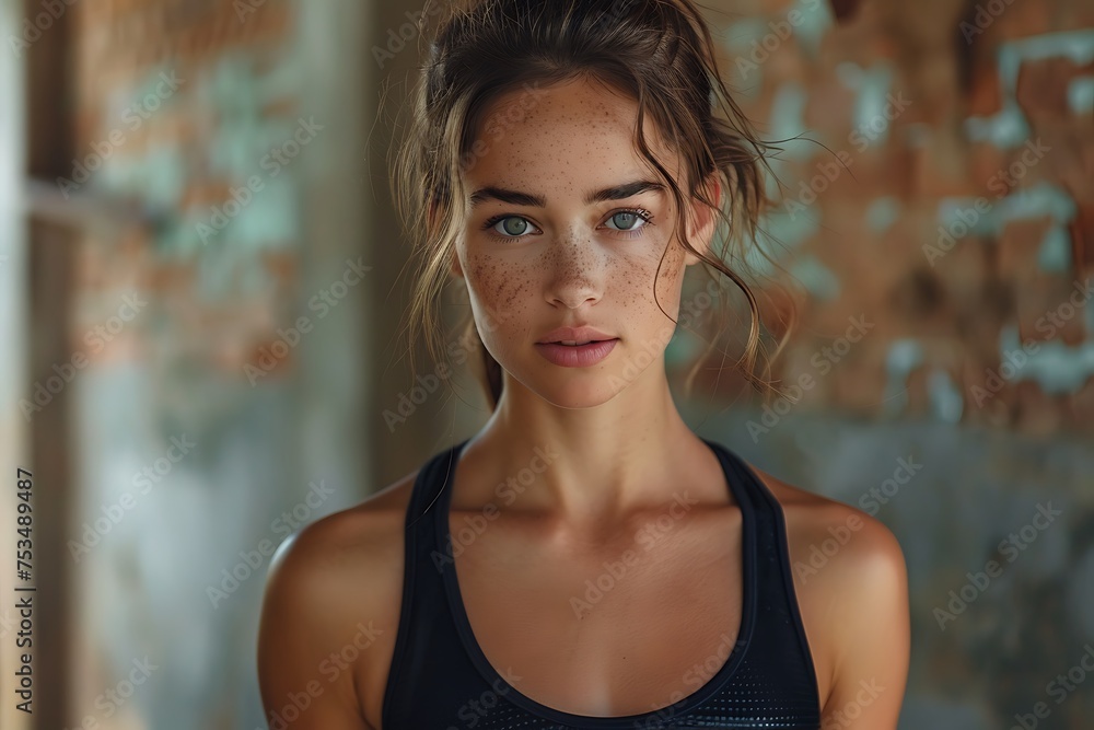 Naklejka premium Portrait of Determined Athlete in Black Top