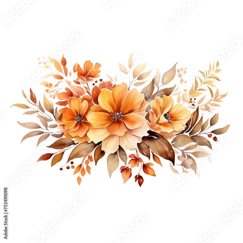 watercolor fall autumn flower element for decoration give thanks cards