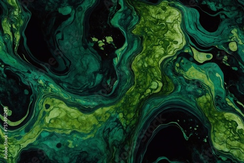 green and black fluid paint blending hues background