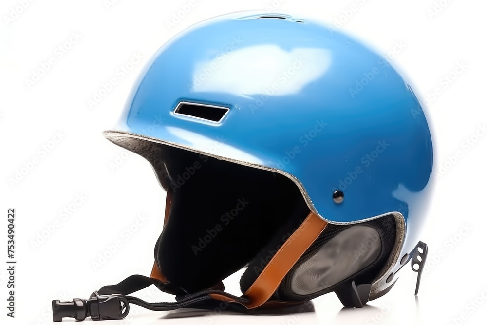 Modern Blue Biker Helmet for Protection and Safety. Modern Blue Biker Helmet for Protection and Safety.
