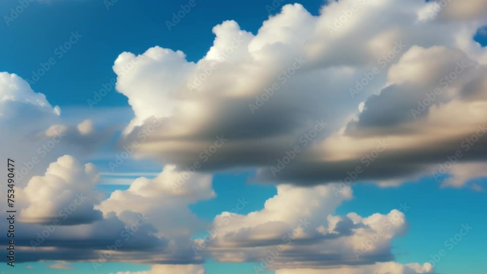 Sunlight filters through moving clouds in a clear blue sky, a vision of ...