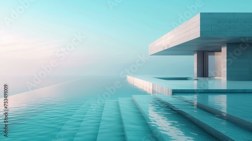 Modern Overwater Villa with Infinity Pool at Dusk © Tiz21