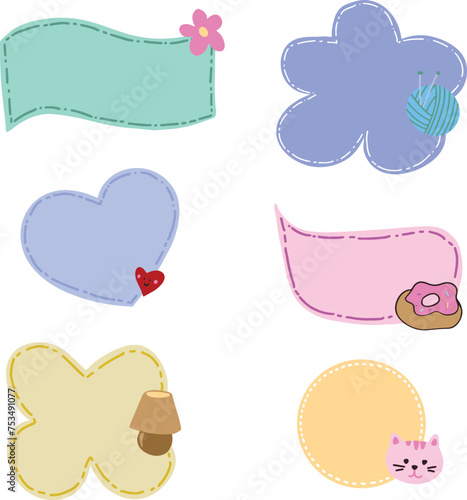 Tags adorned with hearts and flowers, featuring vintage frames, vector designs, cute retro elements, and pink accents in a delightful illustration ensemble